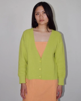 Cotton Cardigan in Highlighter Citron