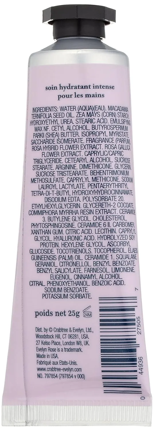 Crabtree & Evelyn Evelyn Ultra-Moisturising Hand Cream Therapy, Rose, 0.90 oz