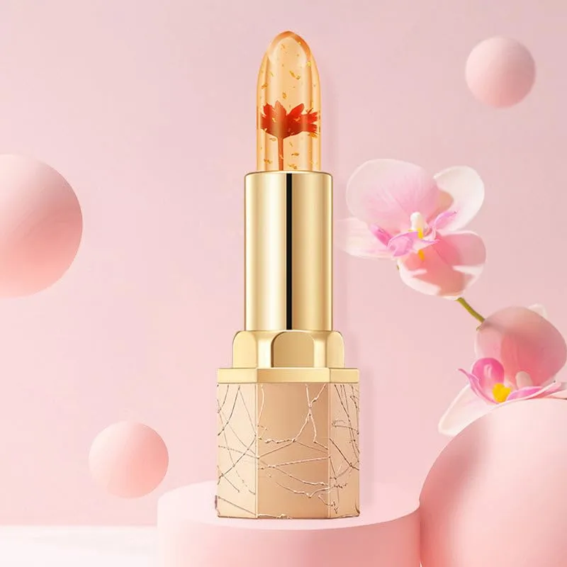 Crystal Flower Temp - Change Jelly Lipstick | Thousand - Color Lip Magic | Hydrating Tinted Lipstick | Glossy Shiny Finish | Long Lasting & Waterproof Lipsticks (2 PCS - Rose)