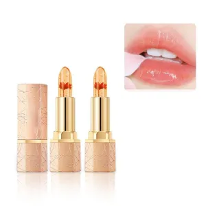 Crystal Flower Temp - Change Jelly Lipstick | Thousand - Color Lip Magic | Hydrating Tinted Lipstick | Glossy Shiny Finish | Long Lasting & Waterproof Lipsticks (2 PCS - Rose)