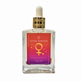 Crystal Infused Divine Feminine Intentional Luxury Body Oil 40ml, Handmade with 100% Clear Jojoba Oil   Vitamin E & Phthalate-Free Fragrances, A Magic Feminine organic Body oil.