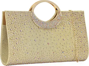 Dexmay Rhinestone Clutch Handbag with Crystal Handle for Wedding Party Elegant Clutch Purse for Women