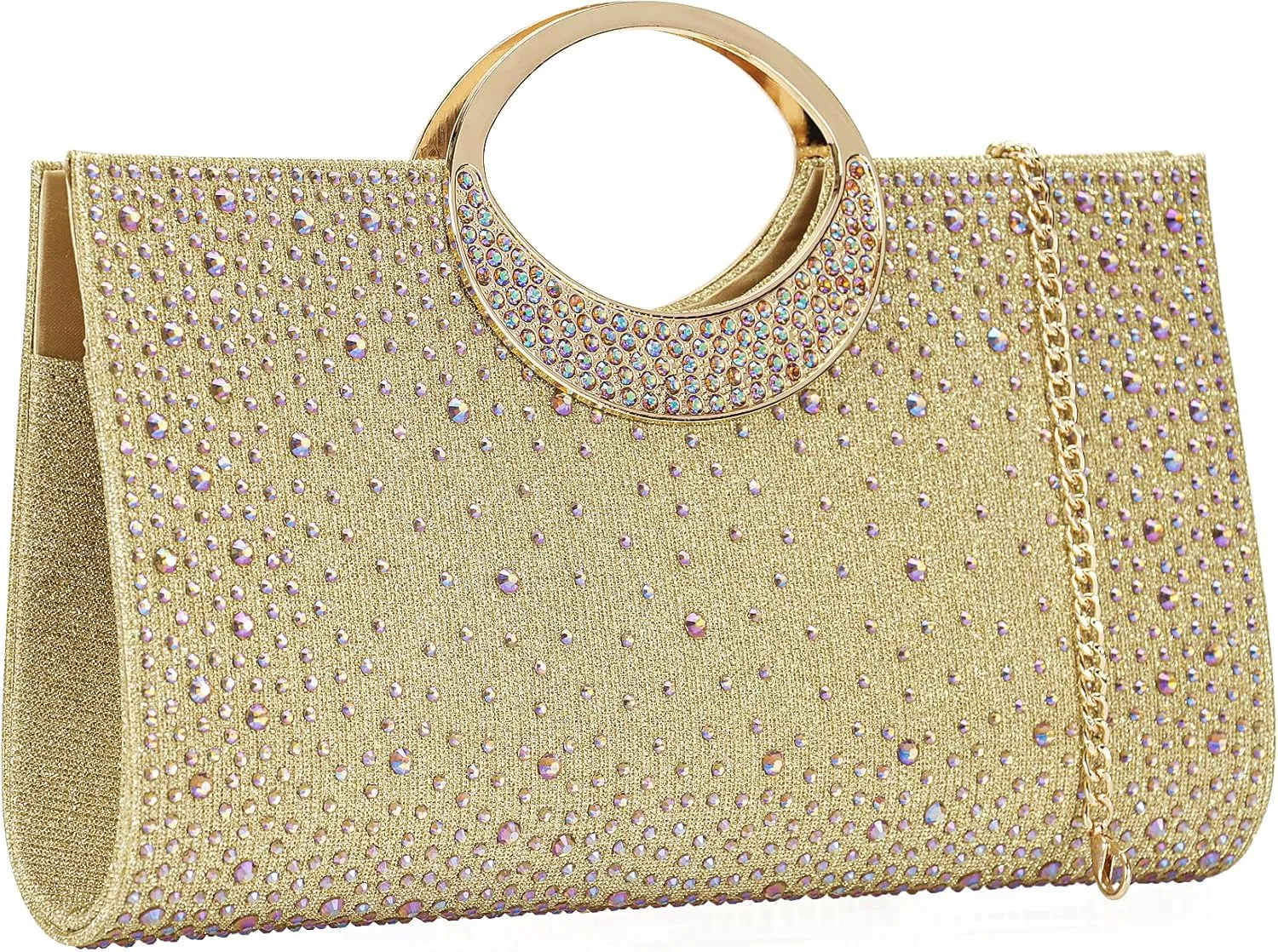 Dexmay Rhinestone Clutch Handbag with Crystal Handle for Wedding Party Elegant Clutch Purse for Women