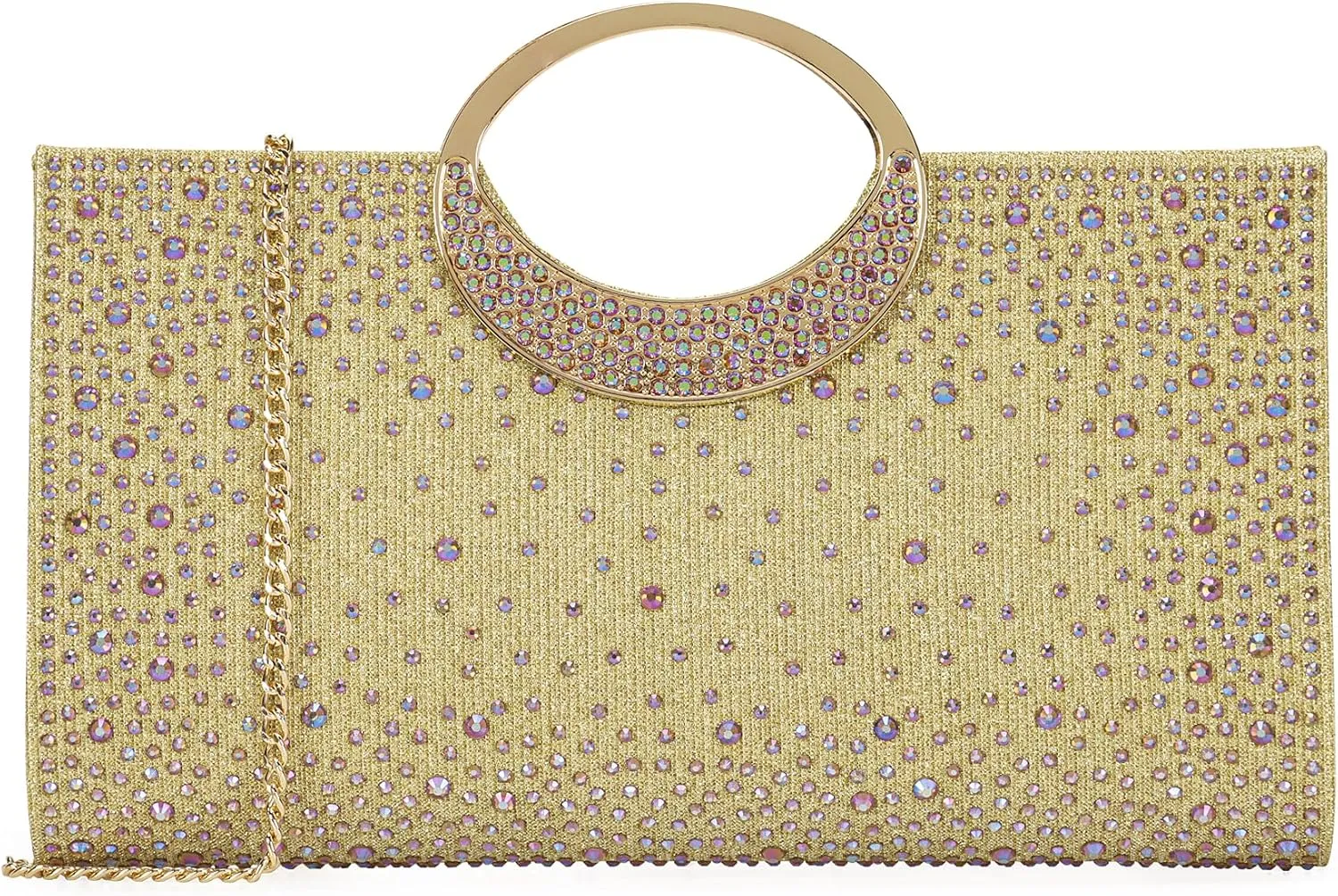 Dexmay Rhinestone Clutch Handbag with Crystal Handle for Wedding Party Elegant Clutch Purse for Women