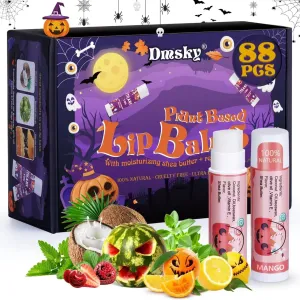 Dmsky Halloween Lip Balm,10 Flavors Natural Lip Balm in Bulk, Moisturizing Lip Balm Stocking Dry Lips, Men Women Kids Party Gifts, Lip Care Set 88 count （4.2g/0.15 Oz)