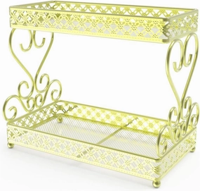 Double Layer Cosmetic Organizer Makeup Lipstick Holder Large Capacity Storage Rack Ideal for Bedrooms (Gold)