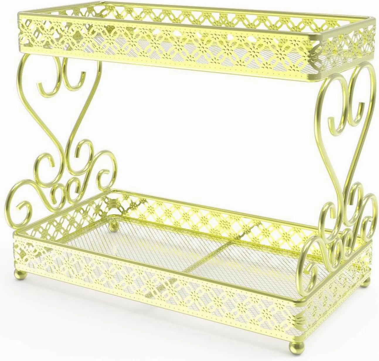 Double Layer Cosmetic Organizer Makeup Lipstick Holder Large Capacity Storage Rack Ideal for Bedrooms (Gold)