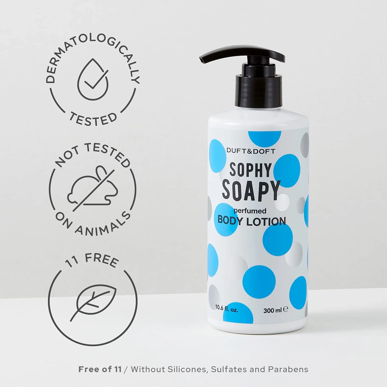 DUFT & DOFT Sophy Soapy Perfumed Body Lotion 10.6 fl oz - A Clean Orchid Flower Scent, Non-greasy Hydration with Natural Ingredients, Praben-Free