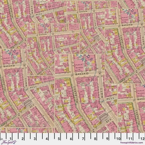 Eclectic Elements Pink Palette Map Pink Tim Holtz Free Spirit Cotton Fabric