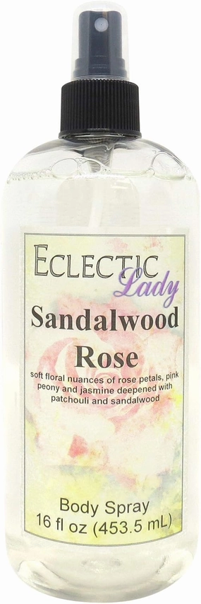 Eclectic Lady Sandalwood Rose Body Spray, 16 ounces, Body Mist for Women with Clean, Light & Gentle Fragrance, Cologne with Soft, Subtle Aroma For Daily Use