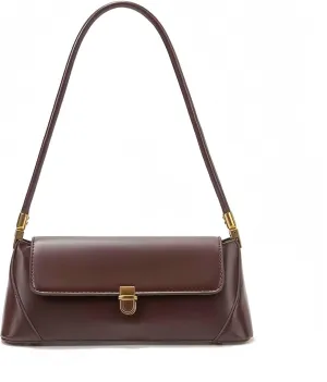 Eiyye Women’s Leather Shoulder Bag Small Underarm Purse with Zipper and Buckle Closure, French Vintage Style Handbag, Daily Evening Clutch(Coffee)