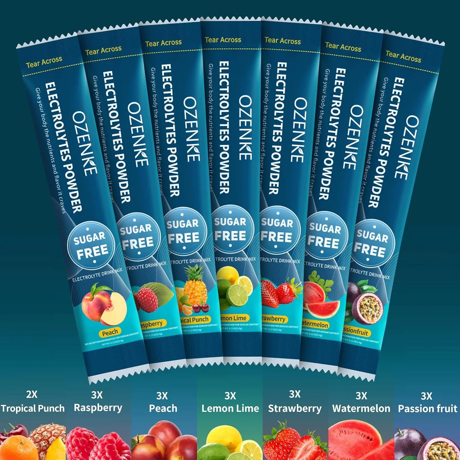 Electrolytes Powder Packets, Hydration Packets, Electrolytes Powder No Sugar, Portable Electrolyte Drink Mix for Rapid Hydration, Sugar Free & Low Sodium | 0 Calorie | 7 Flavors | 20 Sticks