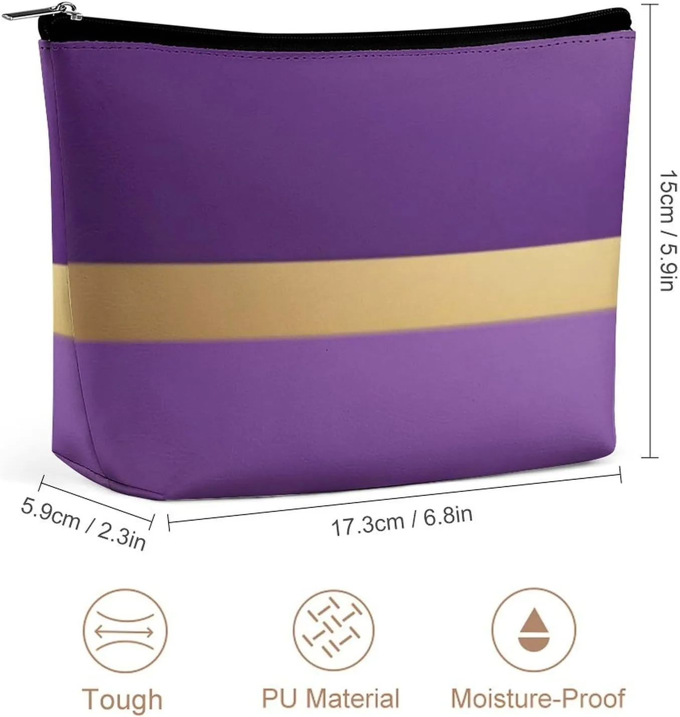 Elegant Makeup Bag, Elegant Royal Purple and Gold Cosmetic Bag Large Capacity Pouch Portable Organizer for Men & Women