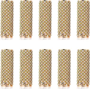 Empty Lipstick Tube Pearl Lip Balm Container Plastic 3.5g Refillable DIY Lip Balm Deodorant Case Holder with PP Plastic Inner for Women Girl DIY Makeup Lipstick Cosmetics Gold Pack of 10
