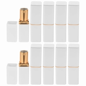 Empty Lipstick Tubes 10pcs Black Lipstick Tubes DIY Lip Balm Container 3.5g Refillable Lipstick Container Gold Edge Square Sample Tubes Vials