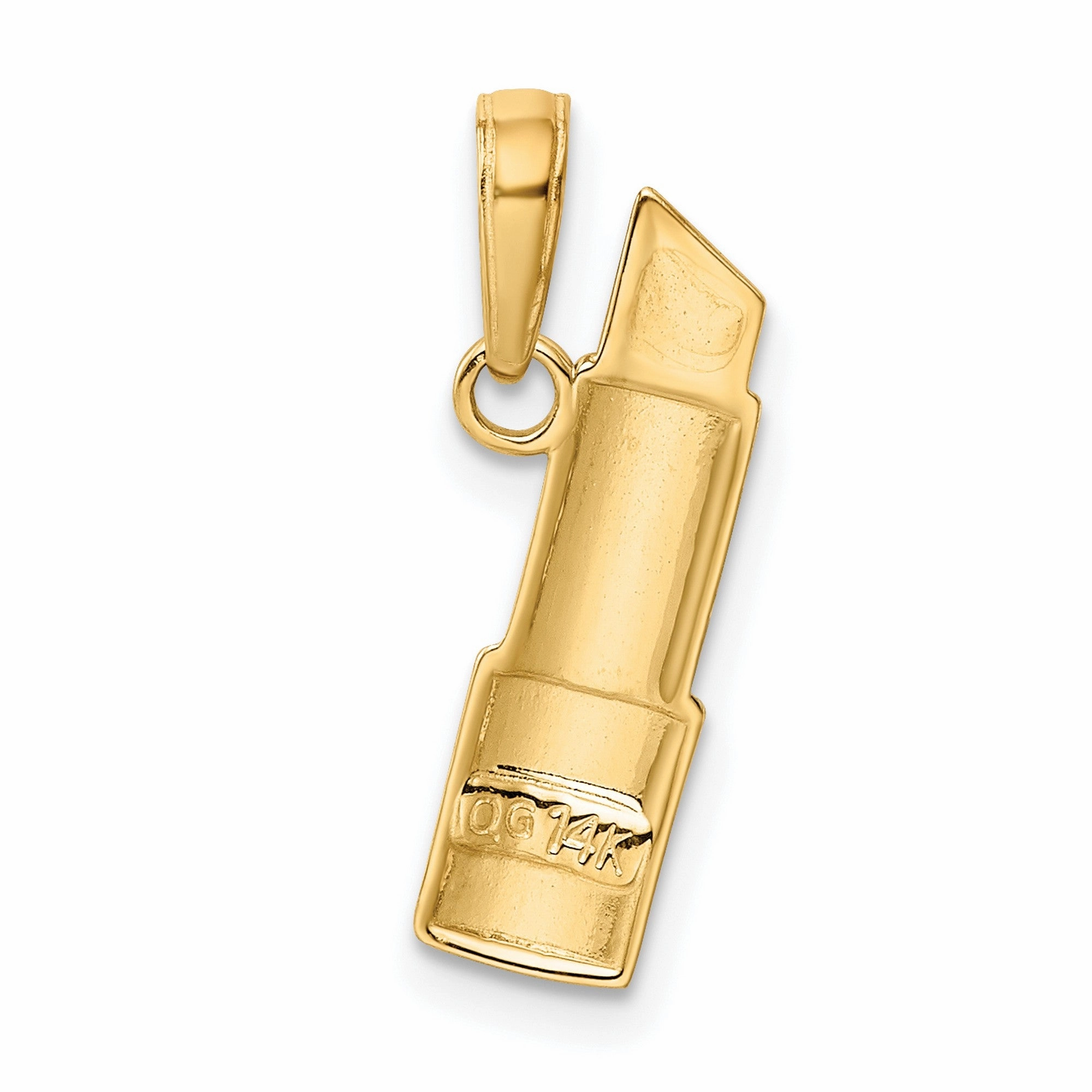 Enameled Lipstick Charm Pendant in Real 10k Multi-Tone Gold