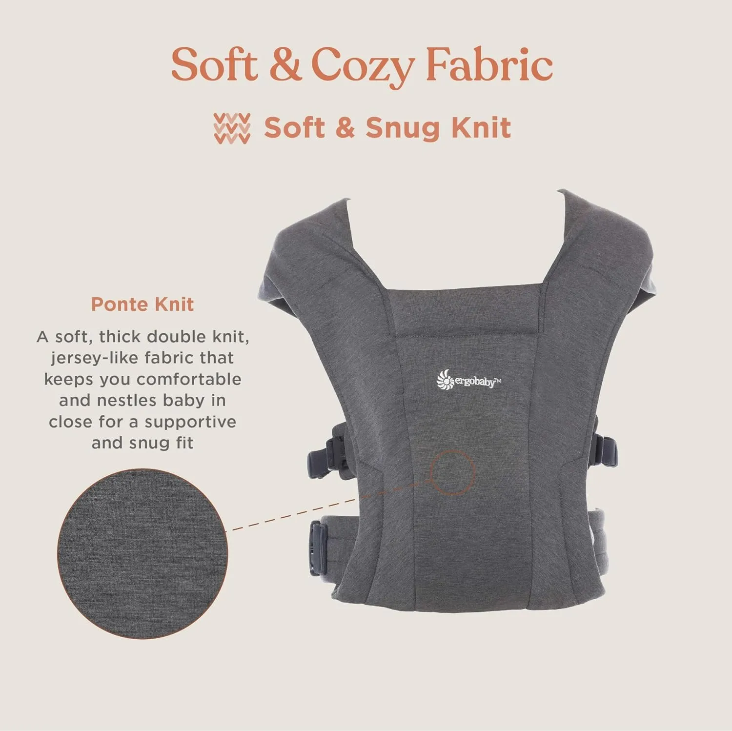 Ergobaby Embrace Cozy Newborn Essentials Baby Carrier Wrap (7-25 Pounds), Ponte Knit, Blush Pink
