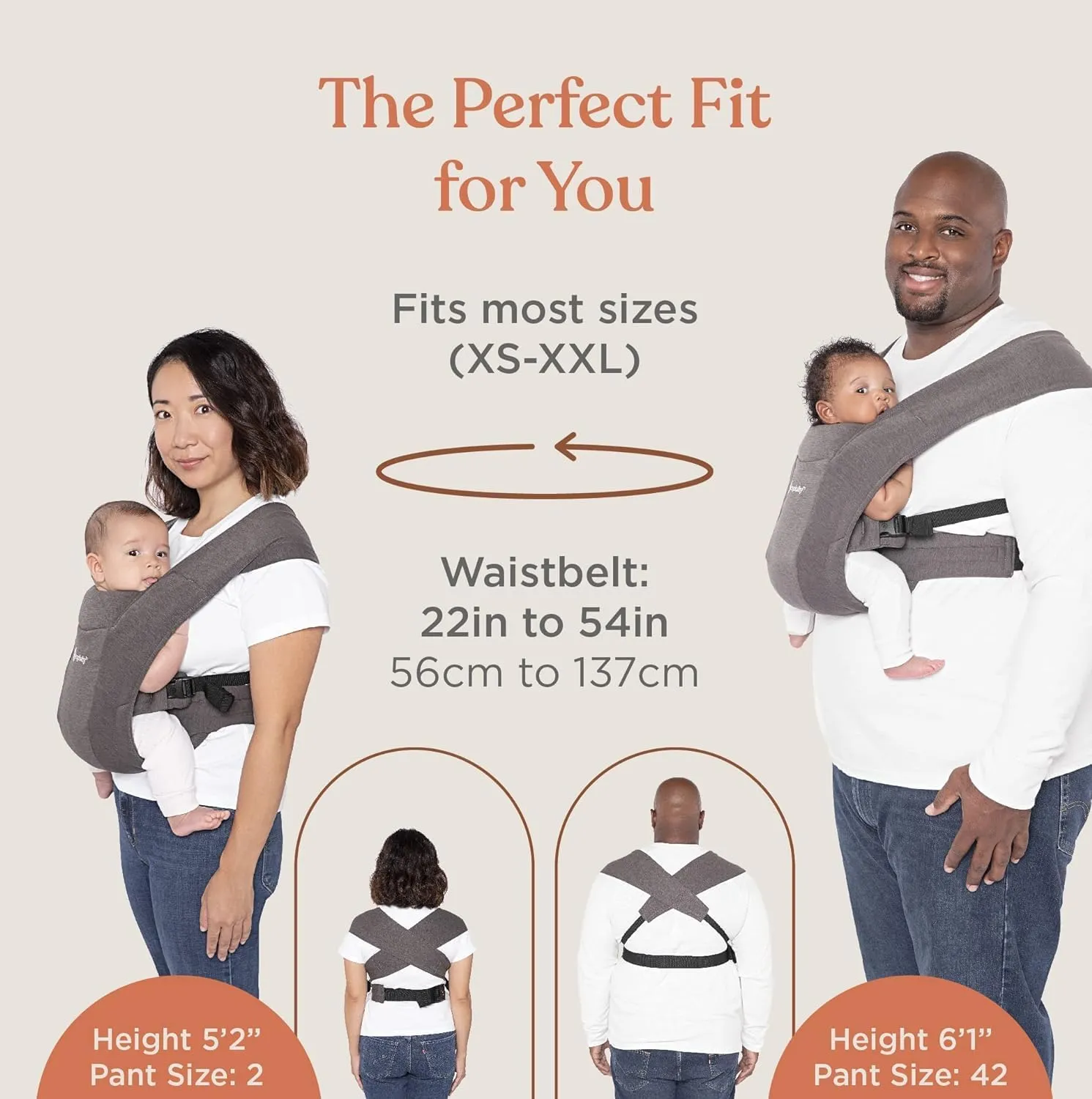 Ergobaby Embrace Cozy Newborn Essentials Baby Carrier Wrap (7-25 Pounds), Ponte Knit, Blush Pink