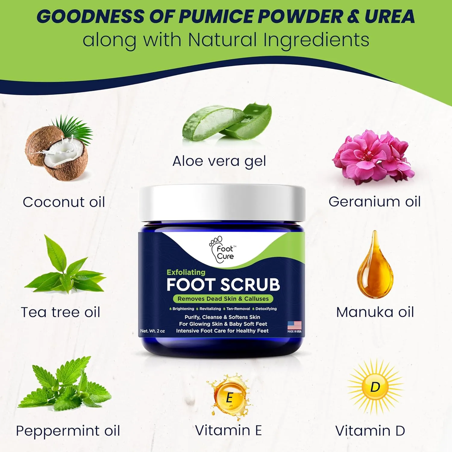 Exfoliating Foot Scrub with Pumice Stone powder - Gentle Moisturizing Foot Scrub for Dry Skin - Cracked Heel Repair for Smooth, Soft Feet - Pedicure Foot Spa 2 Pack