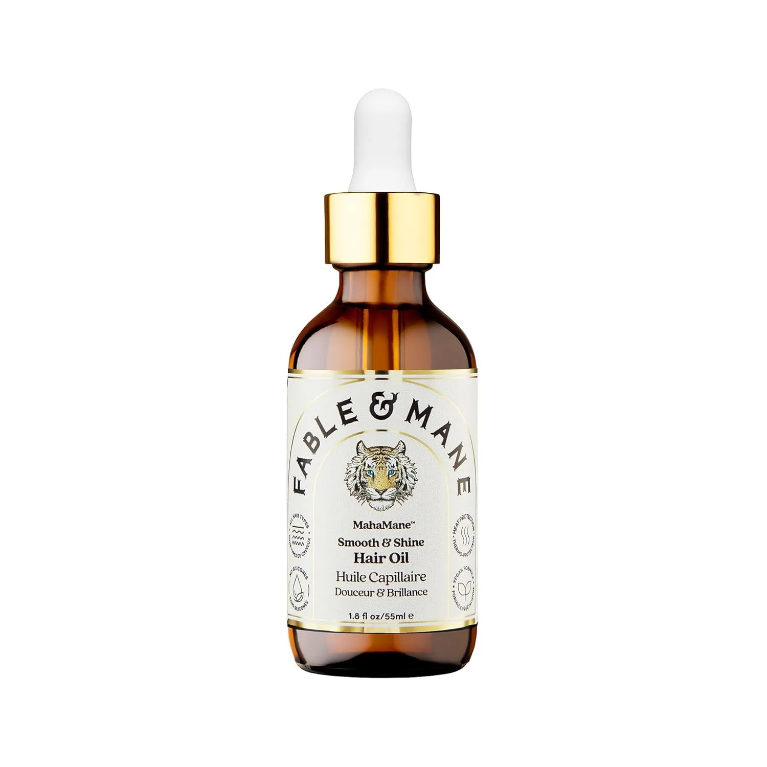 Fable and Mane MahaMane Smooth & Shine Hair Serum - Protective Oil Treatment for Dry, Damaged Hair. 1.8FL oz