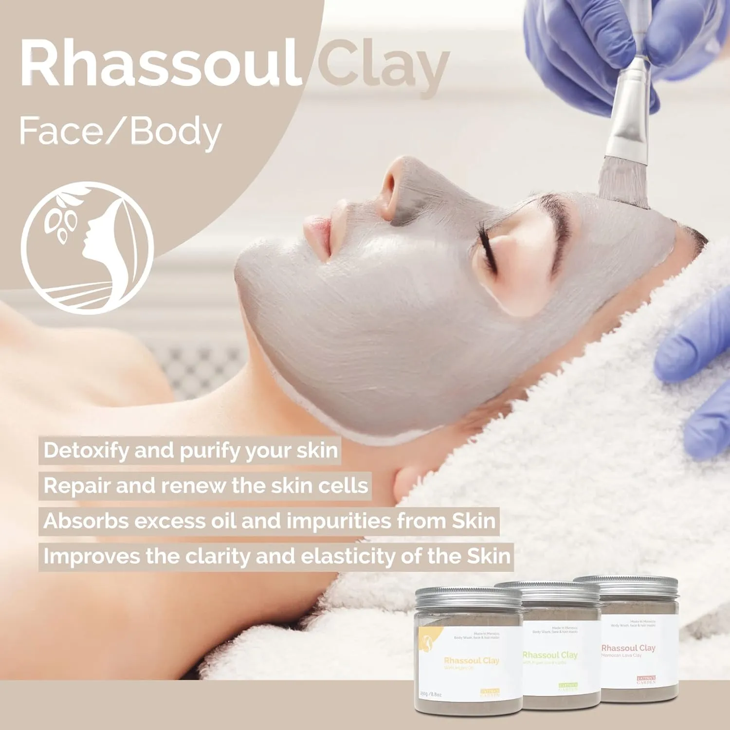 Fatima's Garden Rhassoul with Prickly Pear - Hydrating Face & Hair Mask, 425g
