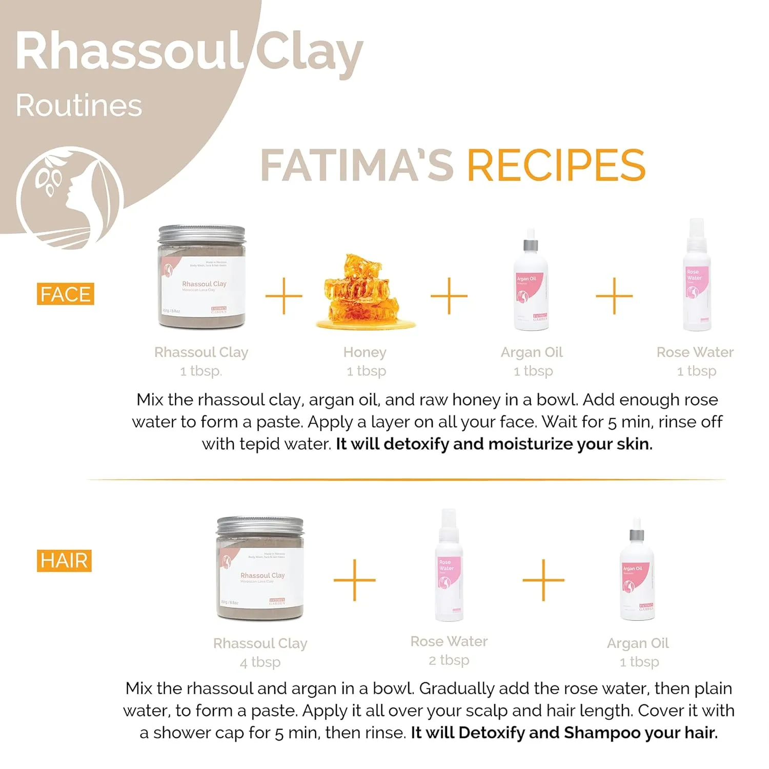 Fatima's Garden Rhassoul with Prickly Pear - Hydrating Face & Hair Mask, 425g