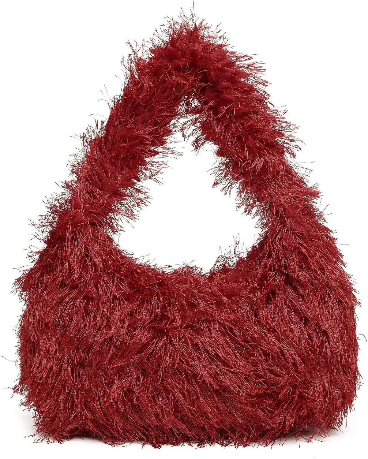 Faux Fur Fluffy Hobo Bag Furry Handbag Purse Y2K Fuzzy Tote Bag,Trendy Cute Plush Purse for Women