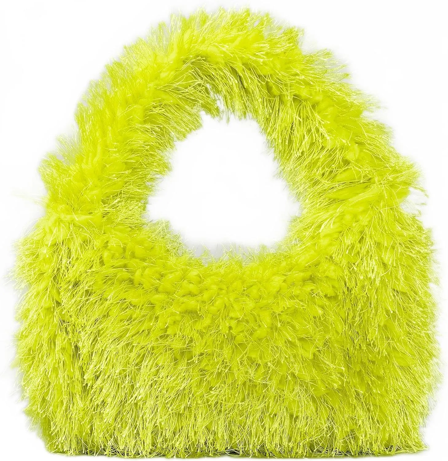 Faux Fur Fluffy Hobo Bag Furry Handbag Purse Y2K Fuzzy Tote Bag,Trendy Cute Plush Purse for Women