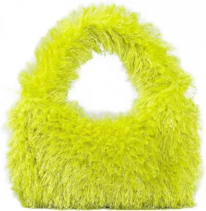 Faux Fur Fluffy Hobo Bag Furry Handbag Purse Y2K Fuzzy Tote Bag,Trendy Cute Plush Purse for Women