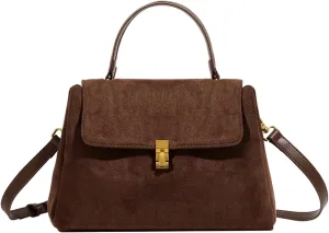 Faux Suede Tote Bag Women's Vintage Faux Suede Top Handle Bag Shoulder Handbag Crossbody.