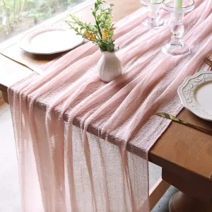 FEXIA 3 Pack Pink Table Runner 30x118 Inches for Spring Decor Dusty Pink Cheesecloth Table Runner for Tea Party Decorations Gauze for Wedding Baby Shower Bridal Shower First Communion and Home Decor