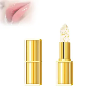 Filgaentrme Lipstick,Hardpointing Remainder Transferproof Crystal Clear Color Changing Lipstick,Beneficial Lip Stain Crystal PH Color Changing Gold Foil Deep Moisturizing For Women (1pcs)
