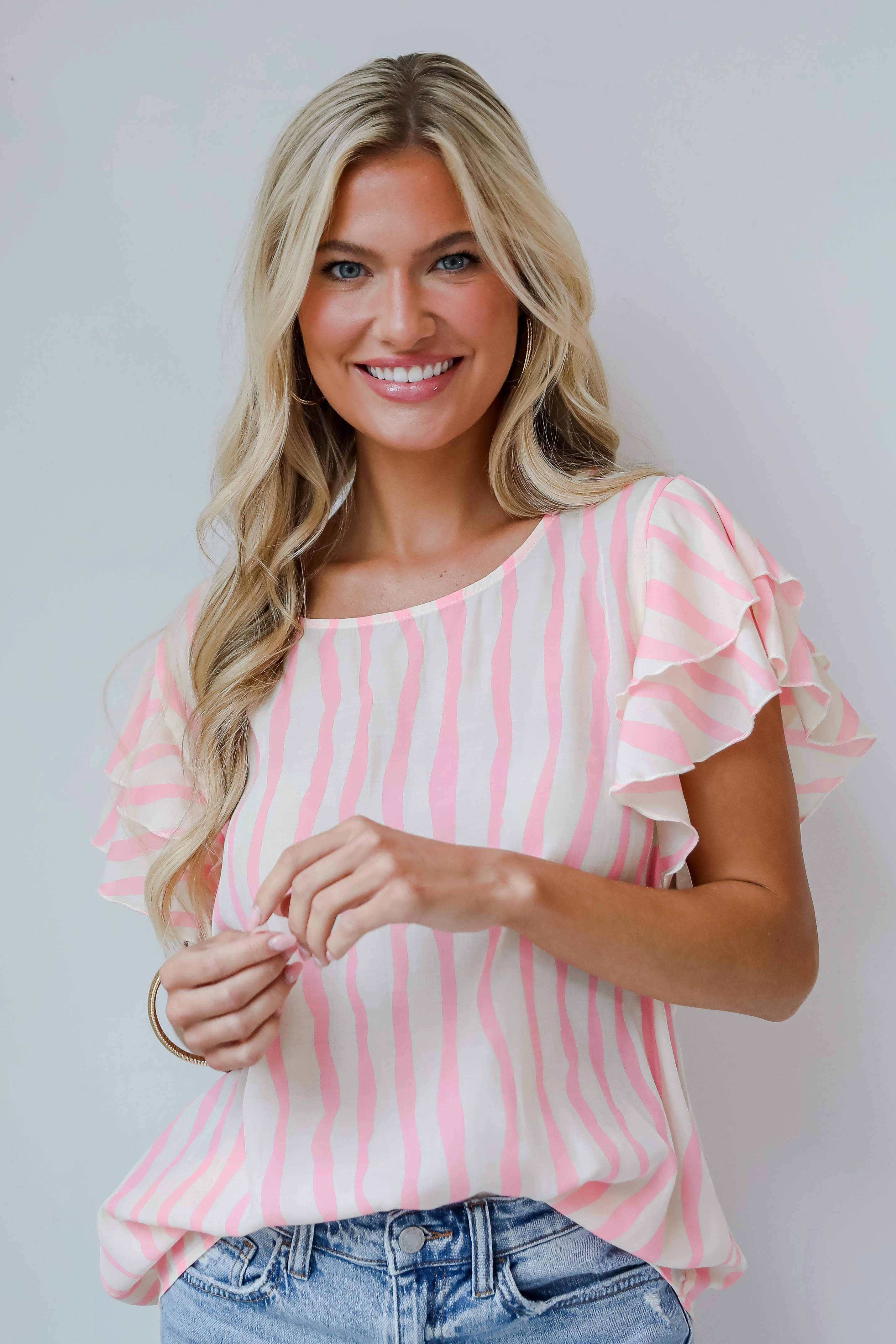 FINAL SALE - Daytime Cheer Blush Striped Blouse