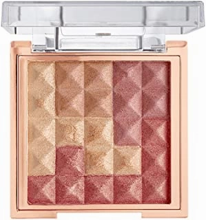 Flower Beauty Highlighter and Blush Makeup Powder for Face and Cheeks, Pyramid Pressed Pigments Cheek Color and Illuminator (Peach Glow)