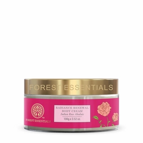 For.est Essentials Radiance Renewal Body Cream Indian Rose Absolute | Ayurvedic Moisturising Body Cream for Dry Skin | Shea Butter & Rose Essential Oil for Glowing Skin