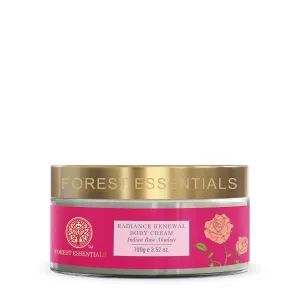 For.est Essentials Radiance Renewal Body Cream Indian Rose Absolute | Ayurvedic Moisturising Body Cream for Dry Skin | Shea Butter & Rose Essential Oil for Glowing Skin
