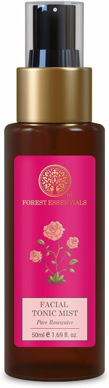 Forest Essentials Facial Tonic Mist with Pure Rosewater | Hydrating Daily Alchohol Free Toner for Glowing Skin| Hydrates Plumps & Minimises Open Pores for Glowing Skin, 50ml, Cranberry