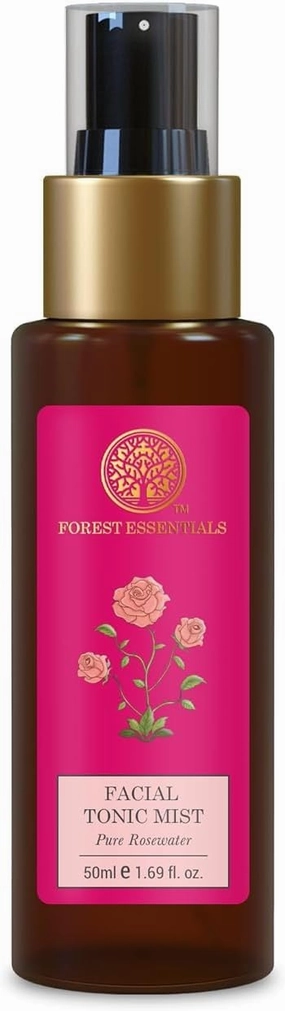 Forest Essentials Facial Tonic Mist with Pure Rosewater | Hydrating Daily Alchohol Free Toner for Glowing Skin| Hydrates Plumps & Minimises Open Pores for Glowing Skin, 50ml, Cranberry