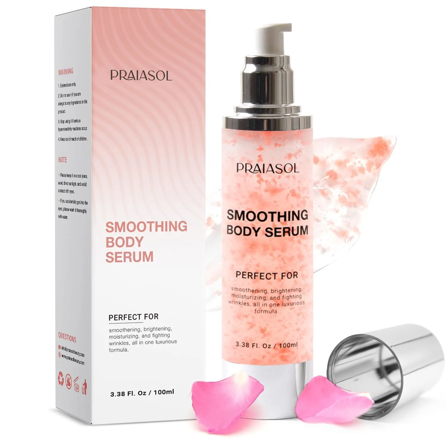 Glossy Smoothing Body Serum for Wrinkles: Crepey Skin Cream for Aging Skin Infused with Hyaluronic Acid, Vitamin E, Glycerin and Shea Butter-Hydrating Nourishing Repairing for Silky Smooth 100 ml