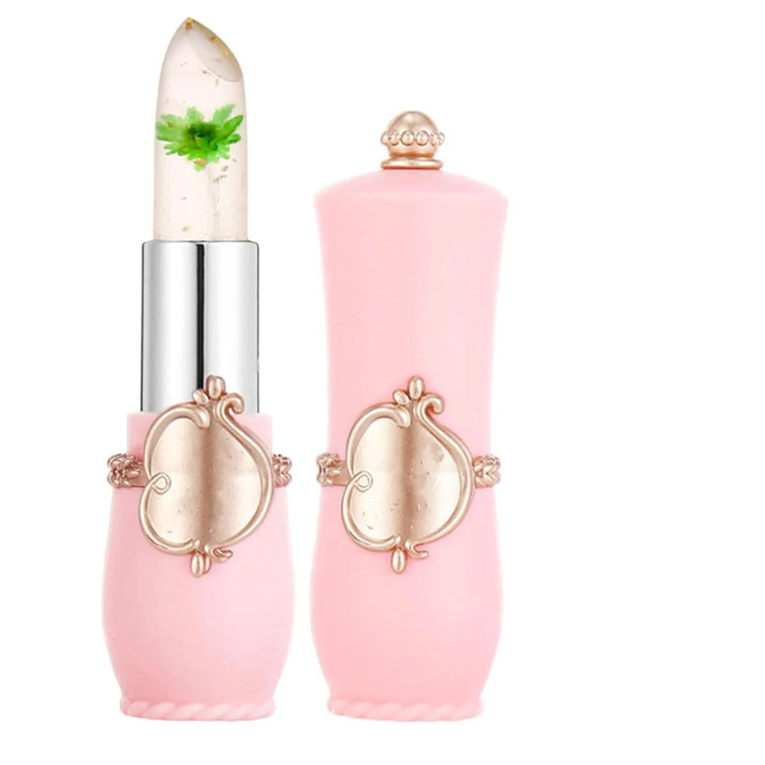 Gold Foil Flower Color Changing Lipstick, Gold Foil Color Changing Lipstick, Crystal Jelly Flower Lip Balm, Long Lasting Hydrating (05#)