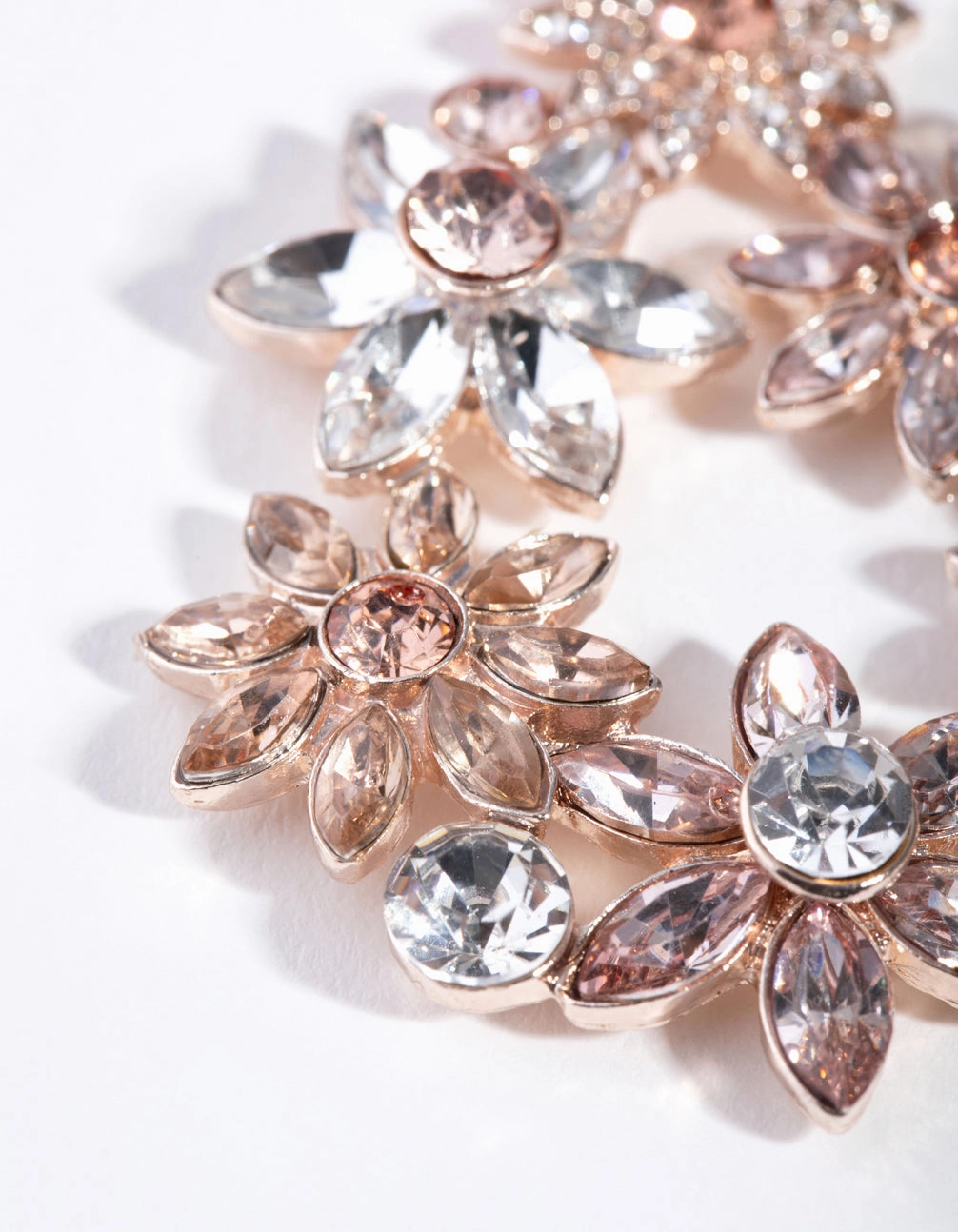 Gold Flower Cluster Teardrop Earrings