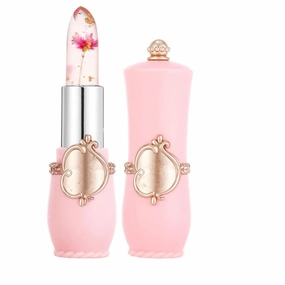 Gold Foil Flower Color Changing Lipstick, Gold Foil Color Changing Lipstick, Crystal Jelly Flower Lip Balm, Long Lasting Hydrating (02#)