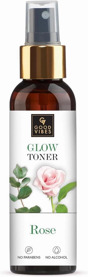Goo.dVibes Rose Glow Toner 120 ml, Hydrating Light Weight Anti Ageing Nourishing Moisturizing Brightening Revitalising for All Skin Types, Natural, No Alcohol, Parabens & Sulphates, No Animal Testing