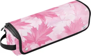 Hair Tool Travel Bag with Heat Resistant Mat Removable Hair Styling Accessories Organizer for Flat Iron Hot Tools and Haircare Accessories,Maple Leaves Rose Blush Hair Accessories Organizer