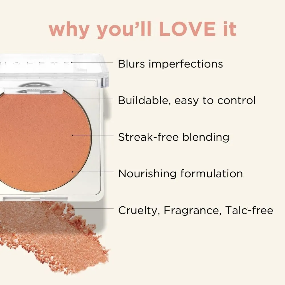 HALEYS Re-pop Smoothing Powder Blush (Sandy Cheeks) - Pigmented, Easy Blending, Longwear, Buildable, Talc-Free, V   CF