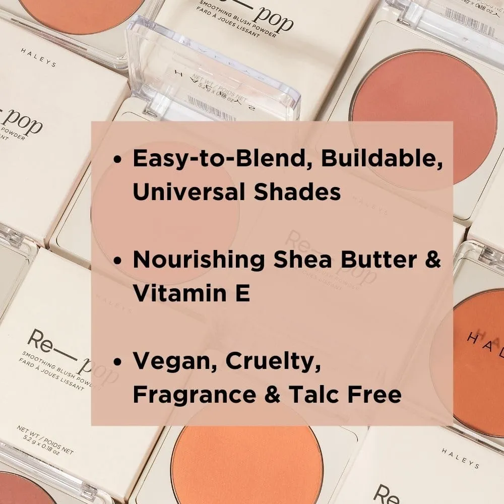 HALEYS Re-pop Smoothing Powder Blush (Sandy Cheeks) - Pigmented, Easy Blending, Longwear, Buildable, Talc-Free, V   CF