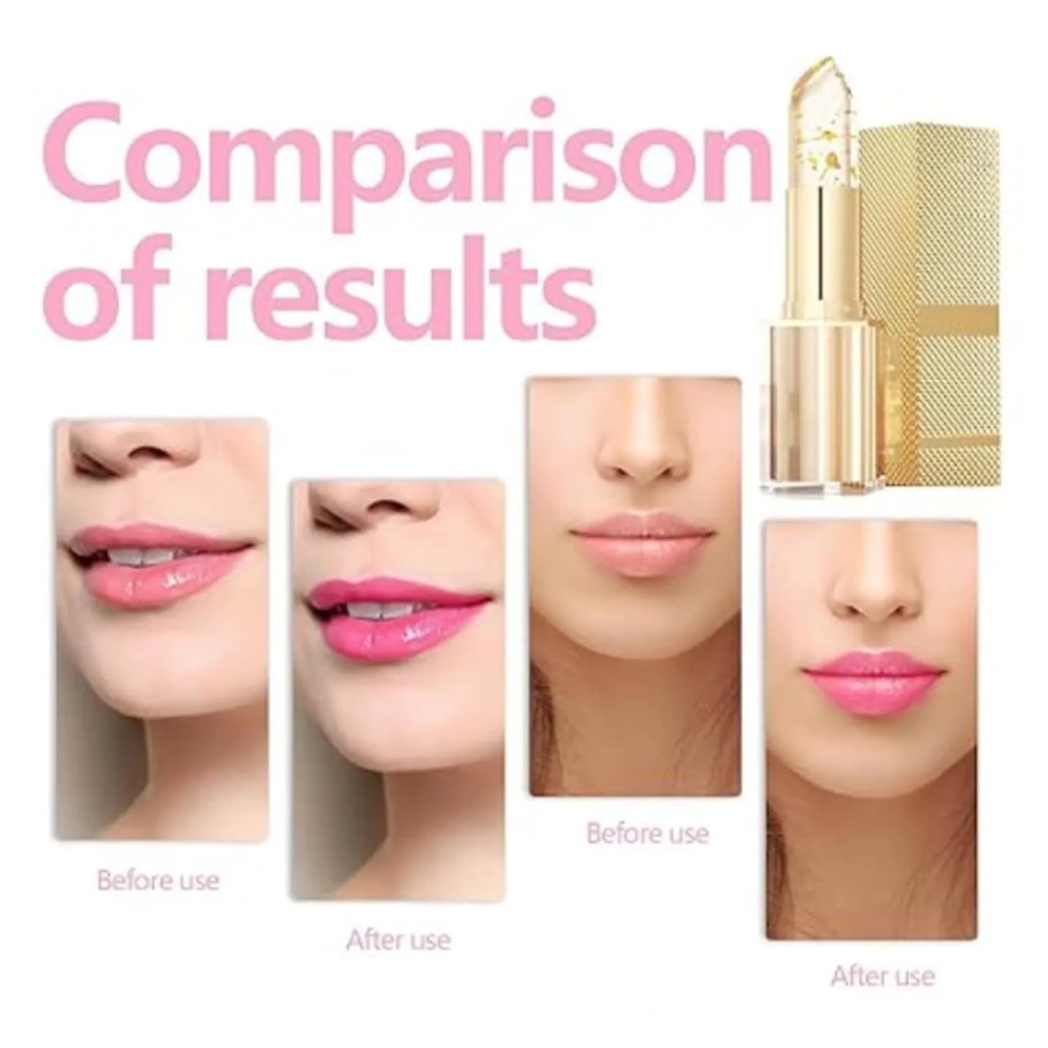 Hardpointing Color Changing Lipstick, Transferproof Color-Changing Lipstick, Gold Foil Moisturizing Gloss Lip Deep Nourishment, Transparent Change Lip Balm Long Lasting 24 Hours for Women (2pcs)
