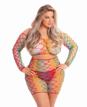 Hella Raw Pink Lipstick Pot Of Gold Skirt Set Rainbow