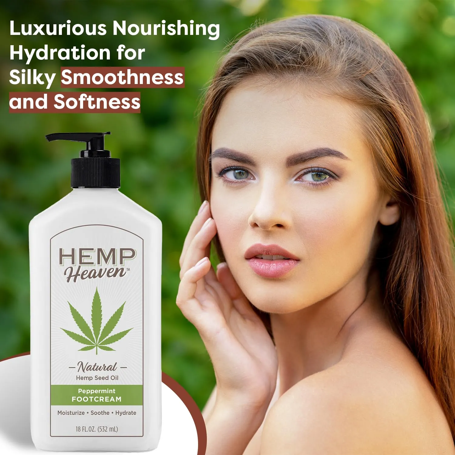 Hemp Heaven Peppermint Foot Cream Infused with Hemp Seed Oil - Hydrating Care for Dry Cracked Feet - 18oz