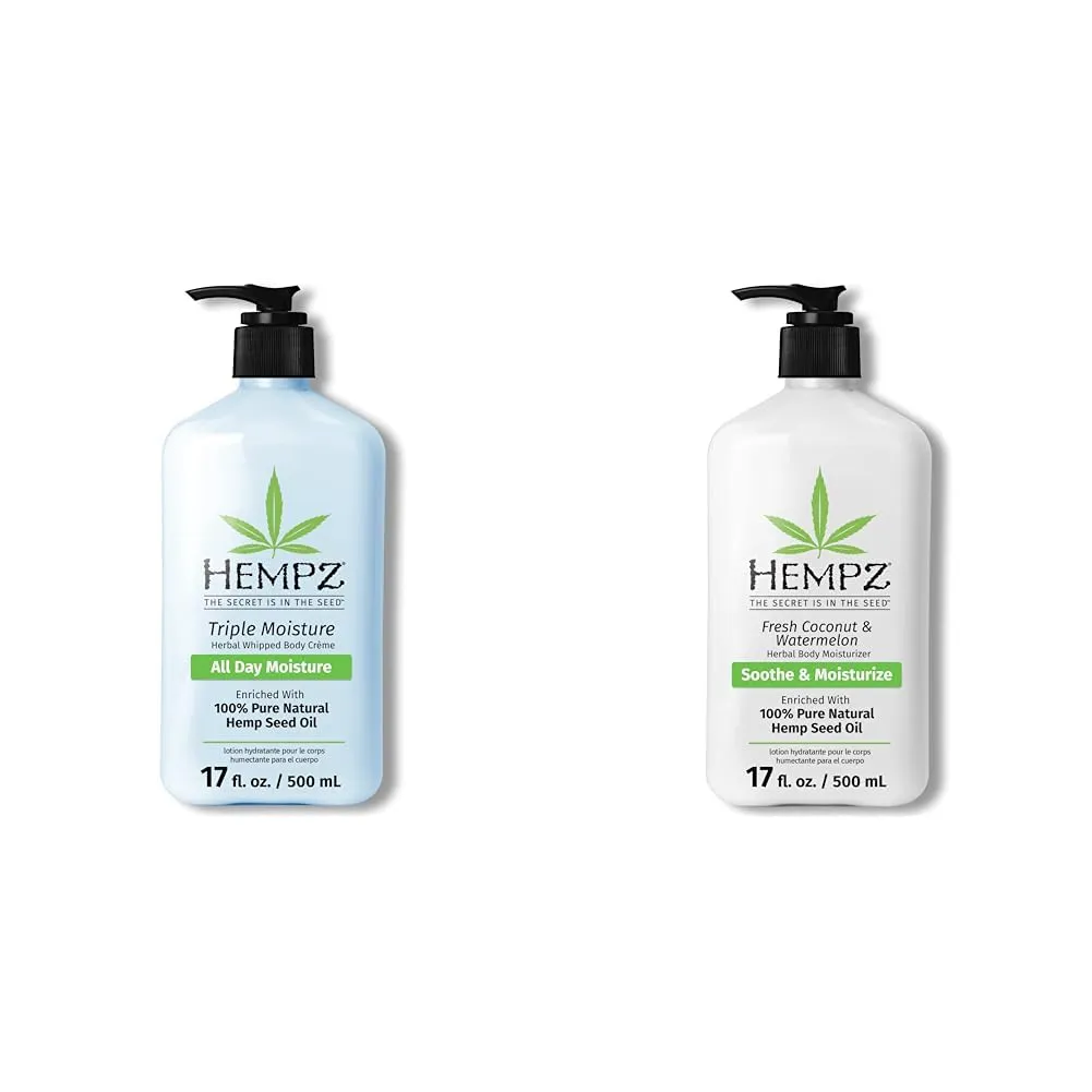 Hempz Body Lotion Bundle - Grapefruit Sparkling Peach 17oz & Coconut Watermelon Daily Moisturizing Creams